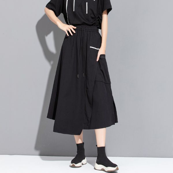 skirts summer loose tight waist irregular patch cloth large pocket hem aline fashion trend women's drawstring 230321, Black
skirts summer loose tight waist irregular patch cloth large pocket hem aline fashion trend women's drawstring 230321, Black