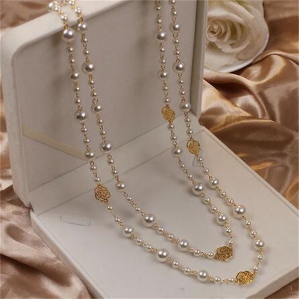 vintage lady camellia pearls flower long necklace chain elegant double layers fashion jewelry for women party collares gc1982, Silver
vintage lady camellia pearls flower long necklace chain elegant double layers fashion jewelry for women party collares gc1982, Silver
