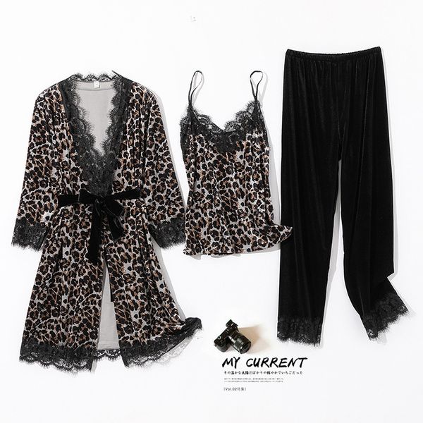 women's sleepwear autumn winter velvet 3pcs pajamas set women leopard lace trim sleepwear pijamas suit casual velour bathrobe home clot, Black;red
women's sleepwear autumn winter velvet 3pcs pajamas set women leopard lace trim sleepwear pijamas suit casual velour bathrobe home clot, Black;red