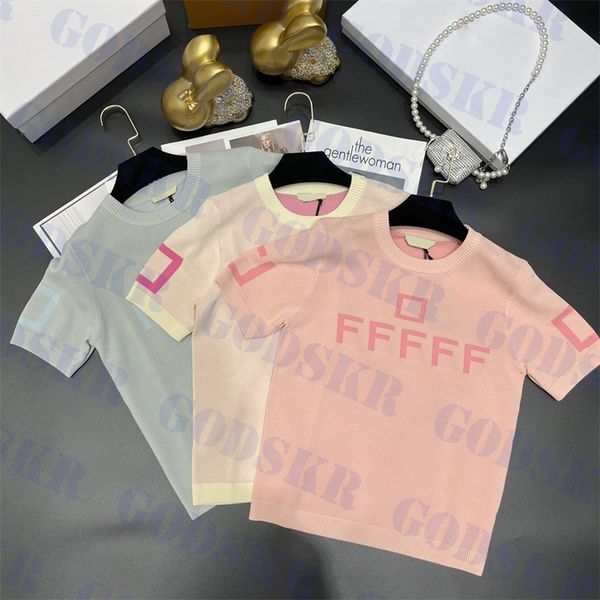 letter logo t shirt womens knitted short sleeve tees contrast round neck sweatshirt three colors, White
letter logo t shirt womens knitted short sleeve tees contrast round neck sweatshirt three colors, White