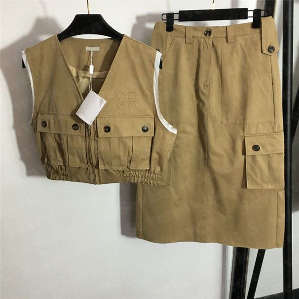 women vest coat high waist dress sets workwear pocket v neck sleeveless jacket designer letter skirts two piece, White
women vest coat high waist dress sets workwear pocket v neck sleeveless jacket designer letter skirts two piece, White