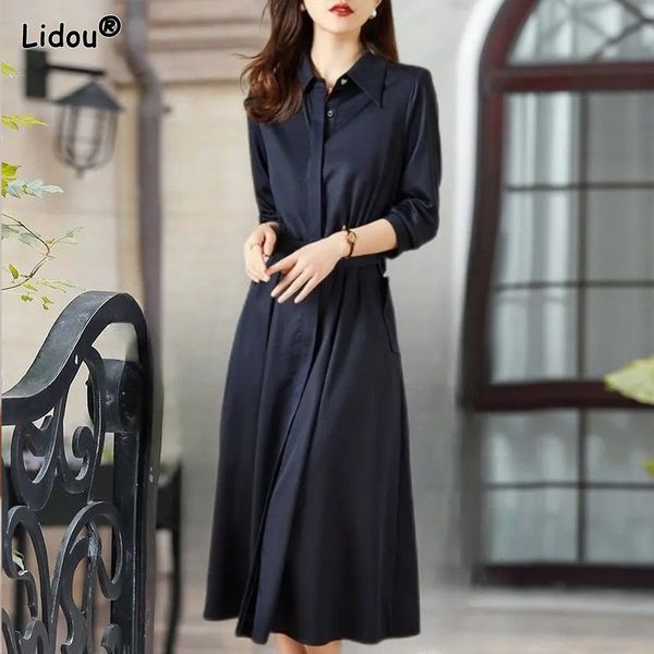 casual dresses spring summer autumn thin women's clothing turn-down collar solid elegant pockets button temperament intellectual vintag, Black;gray
casual dresses spring summer autumn thin women's clothing turn-down collar solid elegant pockets button temperament intellectual vintag, Black;gray
