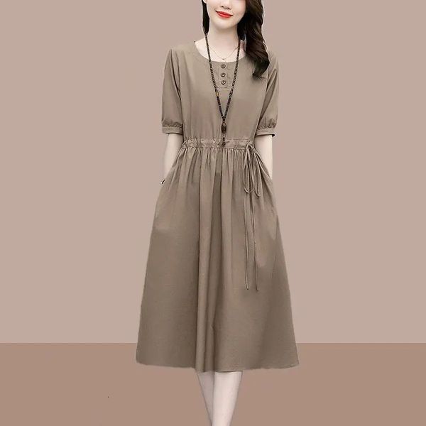 casual dresses summer solid o neck pocket drawstring midi dress women fashion korean elegant cotton linen casual loose comfortable dresses 2, Black;gray
casual dresses summer solid o neck pocket drawstring midi dress women fashion korean elegant cotton linen casual loose comfortable dresses 2, Black;gray