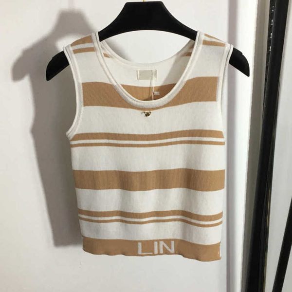 23ss designer brand women vest matching color stripe slim knit vest elastic force bottoming shirt womens clothes a1, White
23ss designer brand women vest matching color stripe slim knit vest elastic force bottoming shirt womens clothes a1, White