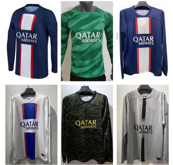 22 23 messis mbappe long sleeve soccer jerseys 2022 2023 sergio ramos r.sanches vitinha verratti hakimi kimpembe n.mendes donnarumma goalkee, Black;yellow
22 23 messis mbappe long sleeve soccer jerseys 2022 2023 sergio ramos r.sanches vitinha verratti hakimi kimpembe n.mendes donnarumma goalkee, Black;yellow
