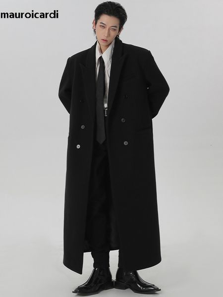 men's wool blends mauroicardi autumn winter long black oversized warm coat men shoulder pads double breasted luxury outerwear 230321
men's wool blends mauroicardi autumn winter long black oversized warm coat men shoulder pads double breasted luxury outerwear 230321