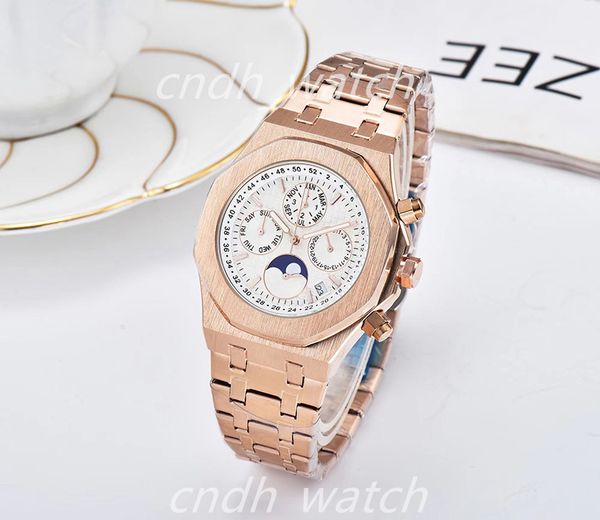 men's women watch rose gold stanless steel 42mm vk chronograph quartz movement sports men watches c1-36, Slivery;brown 
men's women watch rose gold stanless steel 42mm vk chronograph quartz movement sports men watches c1-36, Slivery;brown