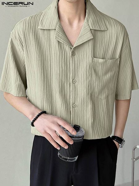 men's casual shirts men shirt folds striped lapel short sleeve button streetwear korean casual shirts summer leisure men clothing s-5xl, White;black
men's casual shirts men shirt folds striped lapel short sleeve button streetwear korean casual shirts summer leisure men clothing s-5xl, White;black