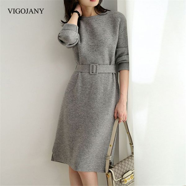 casual dresses vigojany autumn winter women gray belt sweater dress casual long sleeve o neck knee dress ladies korean warm knitted dress 23, Black;gray
casual dresses vigojany autumn winter women gray belt sweater dress casual long sleeve o neck knee dress ladies korean warm knitted dress 23, Black;gray