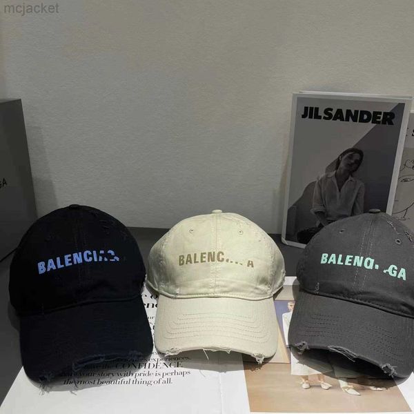 23ss designer balencigas ball capsba letter hat made of old broken hole duck tongue hat korean soft baseball hat men's and women', Blue;gray
23ss designer balencigas ball capsba letter hat made of old broken hole duck tongue hat korean soft baseball hat men's and women', Blue;gray