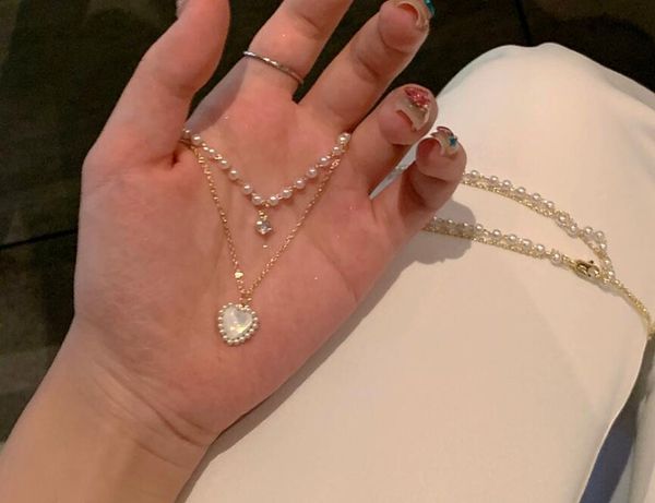 fashion pearl double love pendant necklace luxury beautiful necklace for women jewelry accessories gift, Silver
fashion pearl double love pendant necklace luxury beautiful necklace for women jewelry accessories gift, Silver