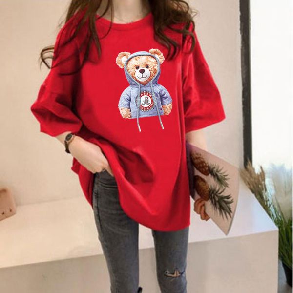 fashion designer women's t-shirt summer new korean loose fit women's cartoon slouchy little bear print student short sleeve t-shir, White
fashion designer women's t-shirt summer new korean loose fit women's cartoon slouchy little bear print student short sleeve t-shir, White