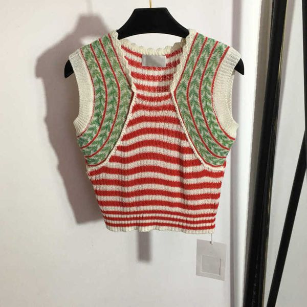 23ss designer women brand knit vest color matching tricolor striped knitted vests elastic force womens clothes a1, White
23ss designer women brand knit vest color matching tricolor striped knitted vests elastic force womens clothes a1, White