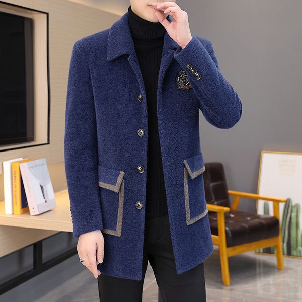 men's wool blends winter imitation mink velvet jacket men casual business long coat social streetwear slim overcoat windbreaker 230321, Black
men's wool blends winter imitation mink velvet jacket men casual business long coat social streetwear slim overcoat windbreaker 230321, Black