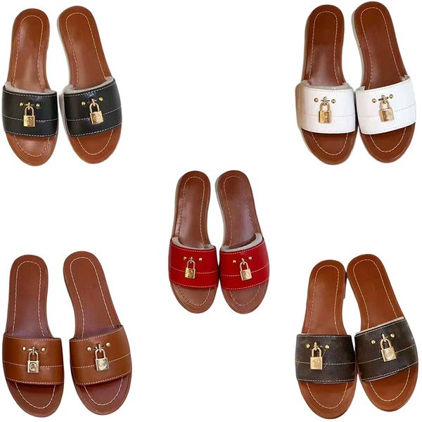 famous brand designer lock it slippers womens classic summer flat heel letter fashion leather sandals size 35-42 cm, Black
famous brand designer lock it slippers womens classic summer flat heel letter fashion leather sandals size 35-42 cm, Black