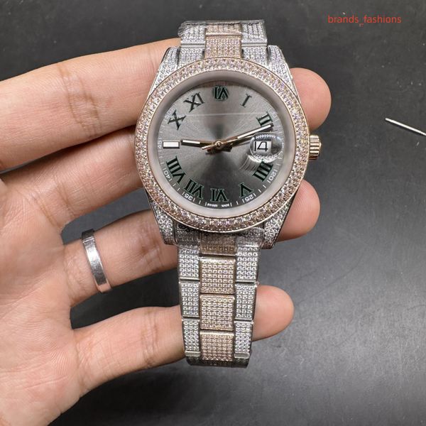 classic men's watches handmade diamond iced popular watch bi-rose gold stainless steel band life waterproof automatic mechanical men�, Slivery;brown
classic men's watches handmade diamond iced popular watch bi-rose gold stainless steel band life waterproof automatic mechanical men�, Slivery;brown