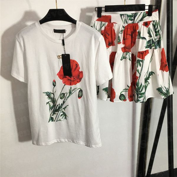 flower printed cotton t shirt pleated dress sets for women designer style pullover tees ladies short skirts clothing, White
flower printed cotton t shirt pleated dress sets for women designer style pullover tees ladies short skirts clothing, White