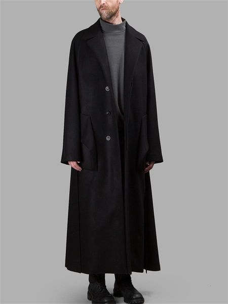 men's wool blends black long sleeved coat autumn and winter fashion personality large casual simple retro 230321
men's wool blends black long sleeved coat autumn and winter fashion personality large casual simple retro 230321