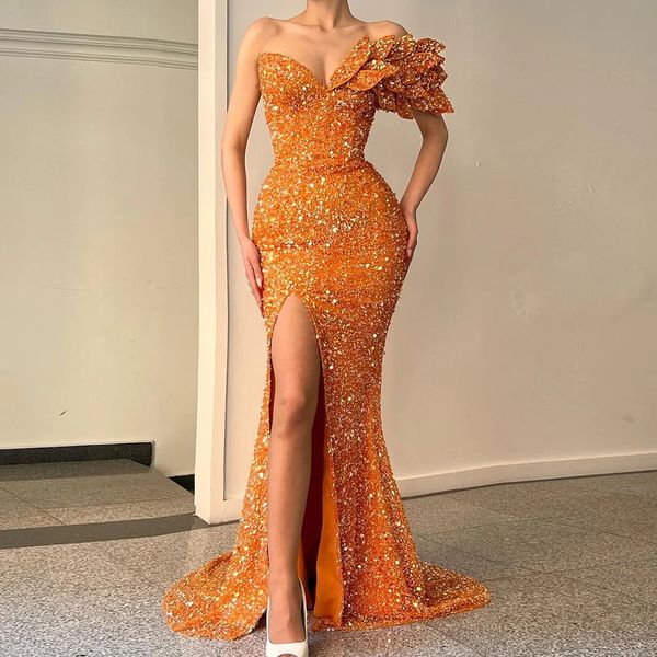 formal occasion orange sequin prom dress with slit 2023 one shoulder mermaid evening party gowns ladies birthday dance wear femme vestidos d, Black
formal occasion orange sequin prom dress with slit 2023 one shoulder mermaid evening party gowns ladies birthday dance wear femme vestidos d, Black