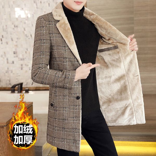 men's wool blends winter plus velvet jackets men long casual business trench coat jacket social streetwear overcoat windbreaker 230321, Black
men's wool blends winter plus velvet jackets men long casual business trench coat jacket social streetwear overcoat windbreaker 230321, Black