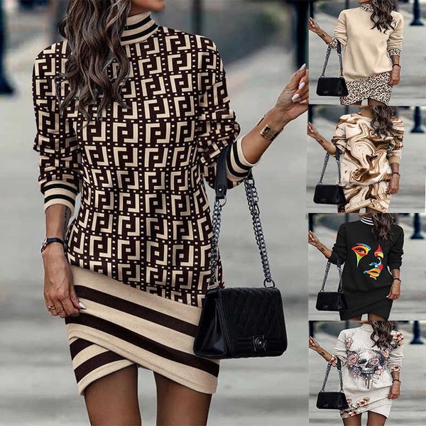 new style long sleeve high collar printed irregular dress in autumn and winter women, Black;gray
new style long sleeve high collar printed irregular dress in autumn and winter women, Black;gray