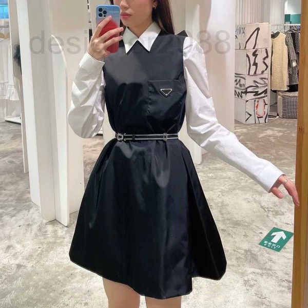 casual dresses designer triangle label fashion white elastic waistband sleeveless dress 23 spring and summer black nylon short skirt women c, Black;gray
casual dresses designer triangle label fashion white elastic waistband sleeveless dress 23 spring and summer black nylon short skirt women c, Black;gray