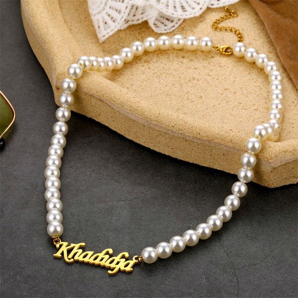 pendant necklaces personalized letter customized name diy artical font fashion stainless steel pearl necklace plate gift for temperament wom, Silver
pendant necklaces personalized letter customized name diy artical font fashion stainless steel pearl necklace plate gift for temperament wom, Silver