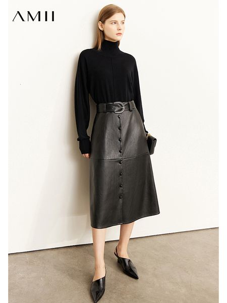 skirts amii minimalism autumn women's elegant loose waist slim with belt leather skirt fashion female clothing 12270338 230321, Black
skirts amii minimalism autumn women's elegant loose waist slim with belt leather skirt fashion female clothing 12270338 230321, Black