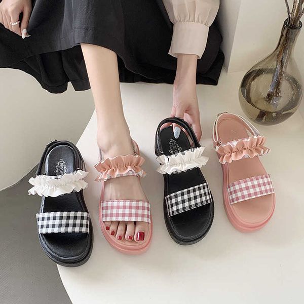 sandals cute girl's pink plaid canvas sandals platform summer shoes woman ruffles ankle band gladiator sandalias lolita muffins shoes g, Black
sandals cute girl's pink plaid canvas sandals platform summer shoes woman ruffles ankle band gladiator sandalias lolita muffins shoes g, Black