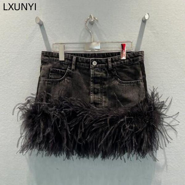 skirts lxunyi high waist denim women 2023 fashion vintage feather patchwork mini short jean ladies runway 230321, Black
skirts lxunyi high waist denim women 2023 fashion vintage feather patchwork mini short jean ladies runway 230321, Black