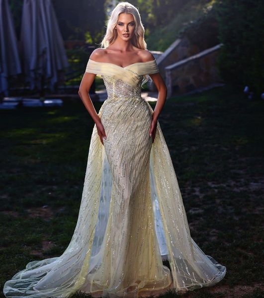 sparkly mermaid prom dresses sleeveless v neck off shoulder appliques sequins floor length beaded detachable train evening dress bridal gown, Black
sparkly mermaid prom dresses sleeveless v neck off shoulder appliques sequins floor length beaded detachable train evening dress bridal gown, Black