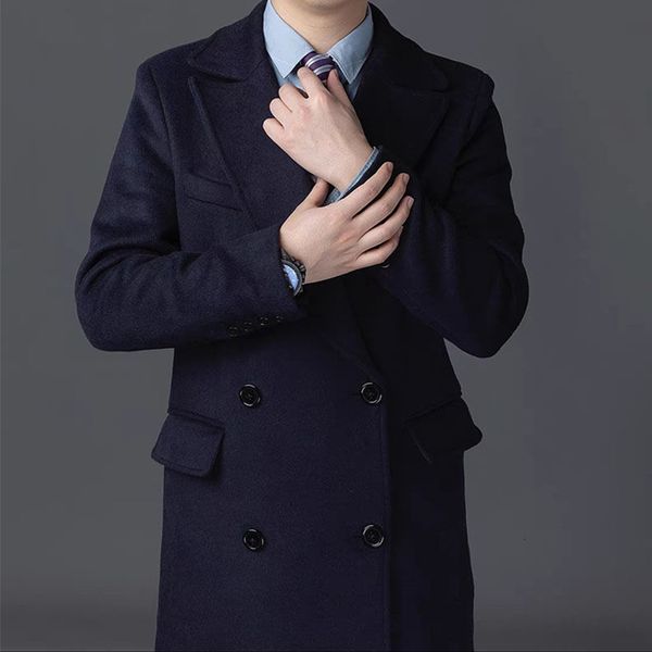 men's wool blends suit navy tailored collar medium length formal bussiness jacket retro tooling thickening 230321, Black
men's wool blends suit navy tailored collar medium length formal bussiness jacket retro tooling thickening 230321, Black