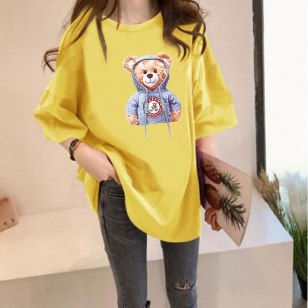 fashion designer women's t-shirt summer new korean loose fit women's cartoon slouchy little bear print student short sleeve t-shir, White
fashion designer women's t-shirt summer new korean loose fit women's cartoon slouchy little bear print student short sleeve t-shir, White