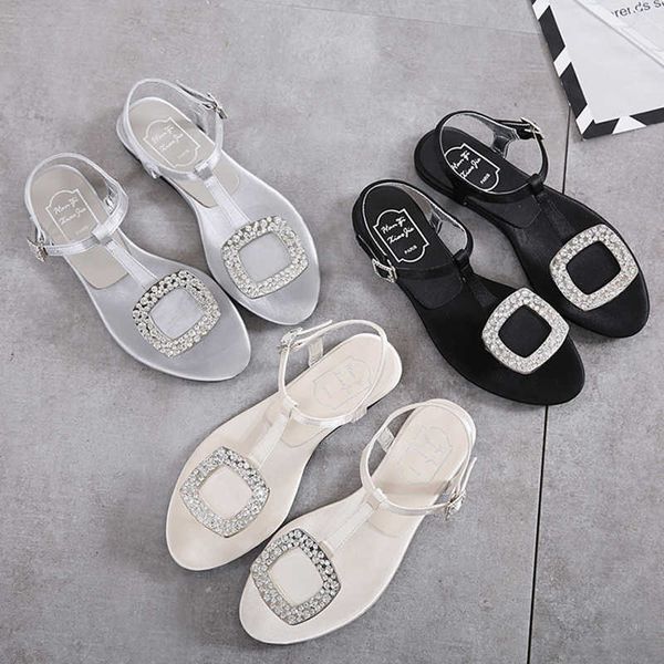 sandals square crystal buckle flat sandals women t-strap silk gladiator sandalias mujer 41 42 plus size flip flops rhinestone sandales g2303, Black
sandals square crystal buckle flat sandals women t-strap silk gladiator sandalias mujer 41 42 plus size flip flops rhinestone sandales g2303, Black