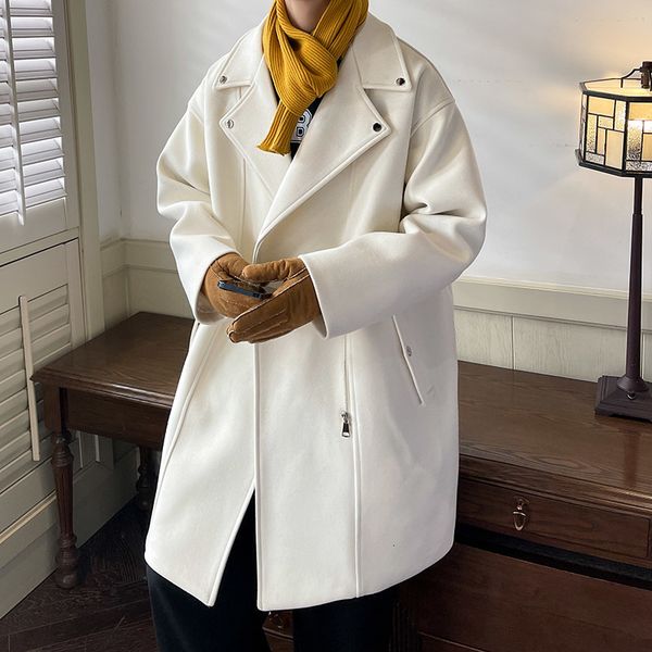 men's wool blends winter fashion woolen dust coats men zipper decor korean style loose casual windbreaker thick warm trenchcoat 230321, Black
men's wool blends winter fashion woolen dust coats men zipper decor korean style loose casual windbreaker thick warm trenchcoat 230321, Black
