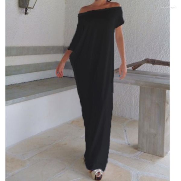 casual dresses 2023summer women dress maxi oblique shouldersolid white color irregular long short sleeve loose, Black;gray
casual dresses 2023summer women dress maxi oblique shouldersolid white color irregular long short sleeve loose, Black;gray