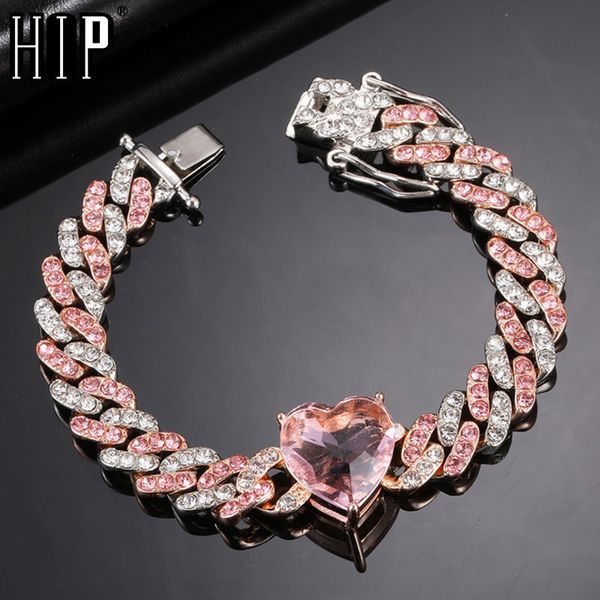charm bracelets hip hop 12mm bling iced out cuban chain with heart crystal full aaa pave men's bracelet for men women jewelry 230320, Golden;silver
charm bracelets hip hop 12mm bling iced out cuban chain with heart crystal full aaa pave men's bracelet for men women jewelry 230320, Golden;silver