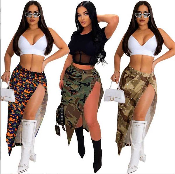 high with split color camouflage 2023 spring fashionable and all match vintage skirt for women, Black;gray
high with split color camouflage 2023 spring fashionable and all match vintage skirt for women, Black;gray
