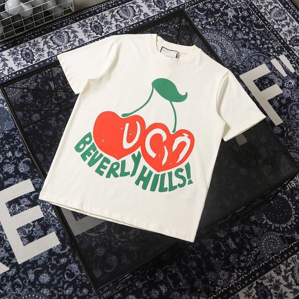 women's t-shirt high set chest cherry print loose fit men's and women's couple short sleeve t-shirt high weight, White
women's t-shirt high set chest cherry print loose fit men's and women's couple short sleeve t-shirt high weight, White