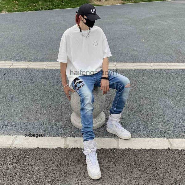 mens jeans chao brand fog high street with holes old letters seal wash stretch locomotive slim jeans hip hop, Blue
mens jeans chao brand fog high street with holes old letters seal wash stretch locomotive slim jeans hip hop, Blue