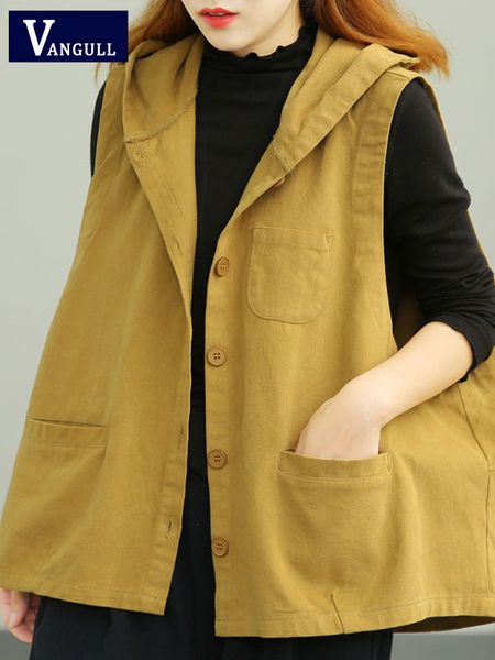 women's vests vangull fashion yellow hoodes vest women sleeveless pockets streetwear loose female vest solid sigle breasted waistcoat, Black;white
women's vests vangull fashion yellow hoodes vest women sleeveless pockets streetwear loose female vest solid sigle breasted waistcoat, Black;white