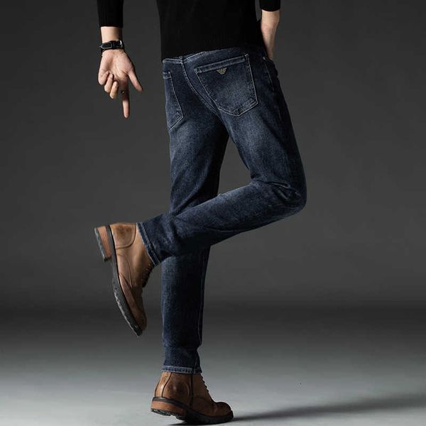 jeans men's autumn and winter elastic slim fit small straight tube fashion brand high end denim pants, Blue
jeans men's autumn and winter elastic slim fit small straight tube fashion brand high end denim pants, Blue