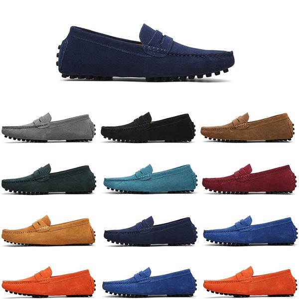 non-brand men casual suede shoe mens slip on lazy leather shoe 38-45 red brown, Black