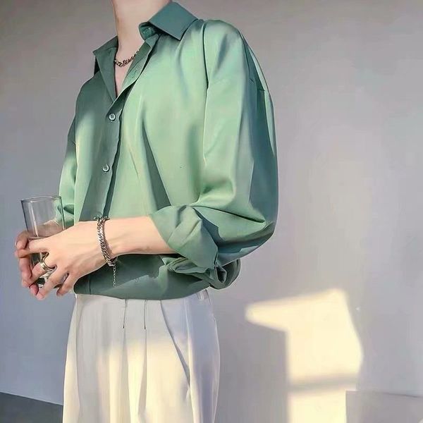 men's casual shirts fashion lapel button solid color all-match shirt men's clothing spring loose casual long sleeve korean shirts, White;black
men's casual shirts fashion lapel button solid color all-match shirt men's clothing spring loose casual long sleeve korean shirts, White;black