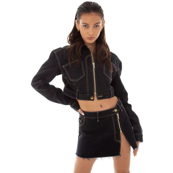 work dresses side split denim mini skirt suit outfit 2023 two piece women zipper cropped jacket and skirts matching set, White;black
work dresses side split denim mini skirt suit outfit 2023 two piece women zipper cropped jacket and skirts matching set, White;black