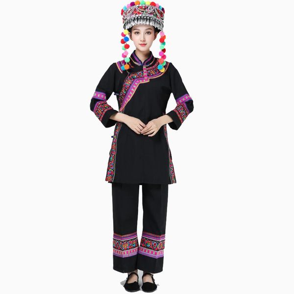 women stage wear traditional miao elegant embroidered clothing dancer costume classical performance dress national style suits, Black;red
women stage wear traditional miao elegant embroidered clothing dancer costume classical performance dress national style suits, Black;red