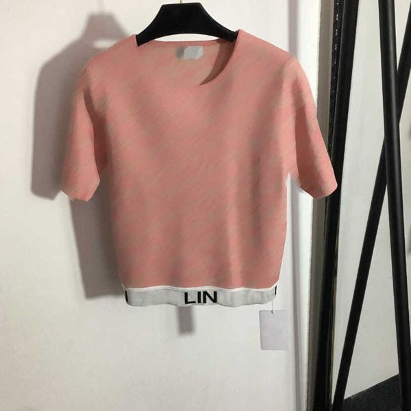 23ss designer women brand knit short sleeve presbyopia logo letter round neck knitted shirt short sleeve t-shirt womens clothes a1, White
23ss designer women brand knit short sleeve presbyopia logo letter round neck knitted shirt short sleeve t-shirt womens clothes a1, White