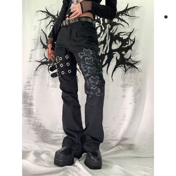 women's pants s chic vintage wild cargo black heart printed pattern casual buckle strap decor straight leg trousers for women 230322, Black;white
women's pants s chic vintage wild cargo black heart printed pattern casual buckle strap decor straight leg trousers for women 230322, Black;white