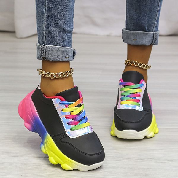 dress shoe sneakers size 43 spring thick bottom rainbow colored female footwear casual comfortable non slip ladies 230321, Black
dress shoe sneakers size 43 spring thick bottom rainbow colored female footwear casual comfortable non slip ladies 230321, Black