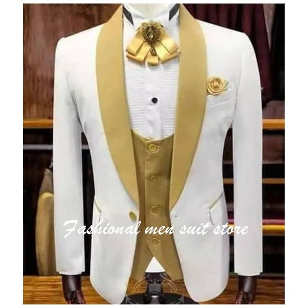 men's suits blazers selling white men's fashion 3 pieces suit with gold lapel wedding groom prom men blazer masculino jacketpantsv, White;black
men's suits blazers selling white men's fashion 3 pieces suit with gold lapel wedding groom prom men blazer masculino jacketpantsv, White;black